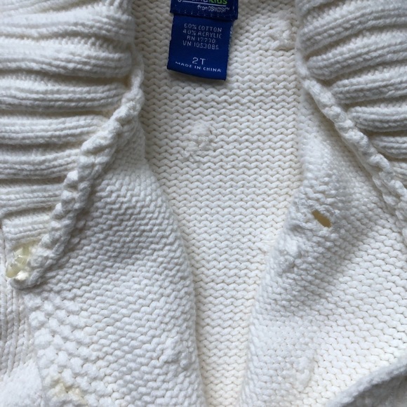 Oshkosh Shawl Collar White Belted Cardigan - Girls 2T - Picture 3 of 9